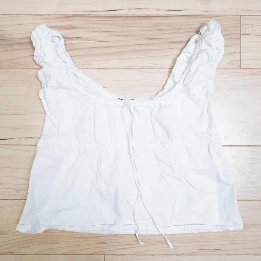 Brandy Melville White Peasant Top Crop